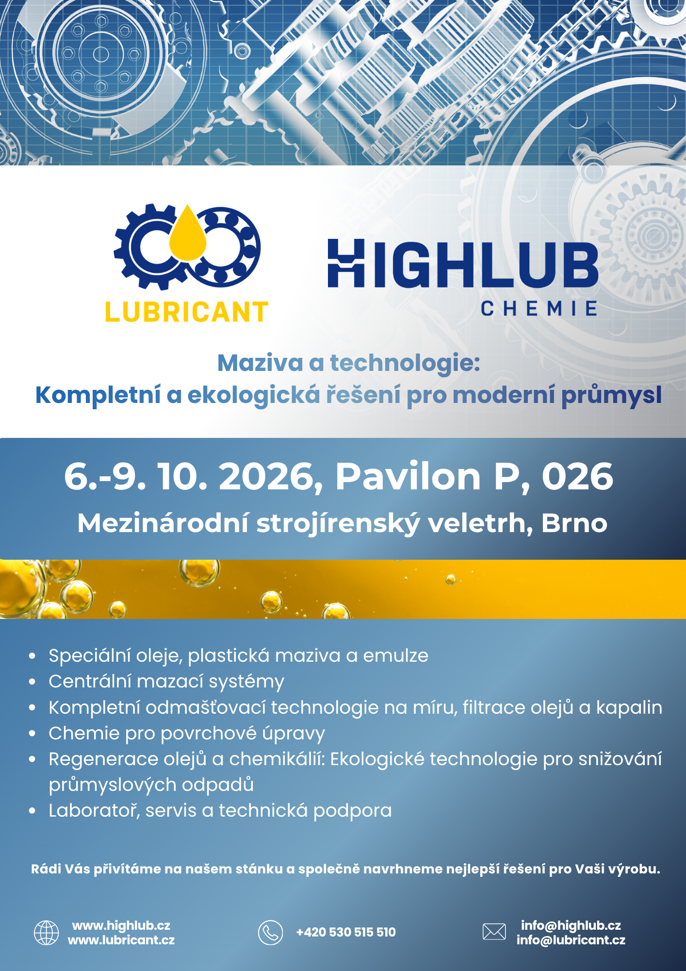 LUBRICANT s.r.o. míří na Mezinárodní strojírenský veletrh 2026 v Brně